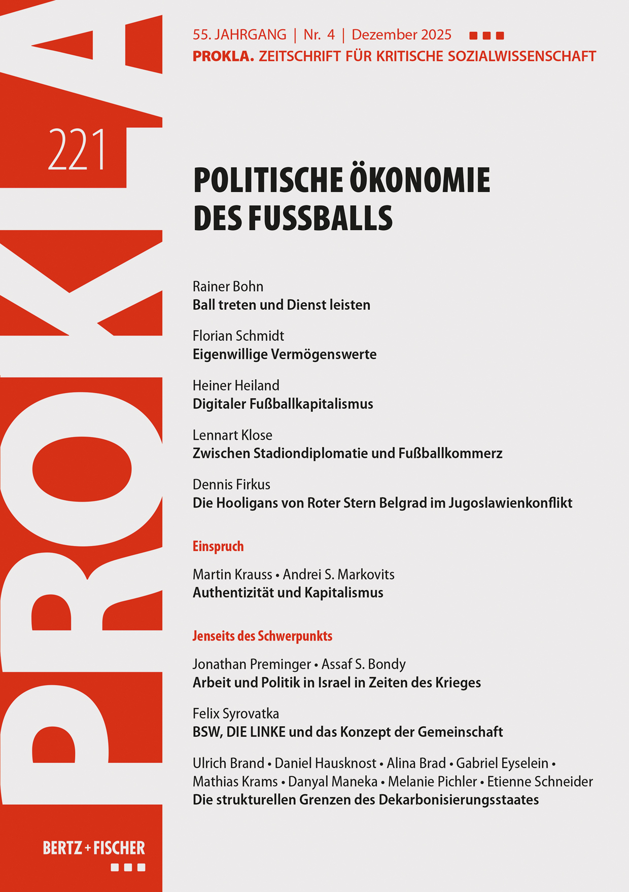 Titelbild der PROKLA 221 »Politische Ökonomie des Fußballs«